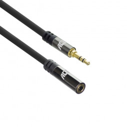 ACT High Quality audio extension cable 3.5 mm stereo jack male to female 2m Black