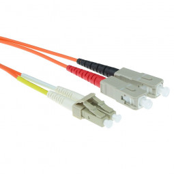 ACT LSZH Multimode 50/125 OM2 fiber cable duplex with LC and SC connectors 20m Orange