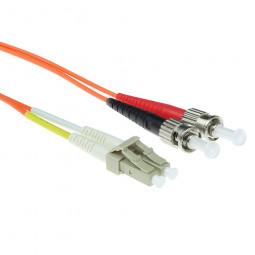 ACT LSZH Multimode 50/125 OM2 fiber cable duplex with LC and ST connectors 2m Orange