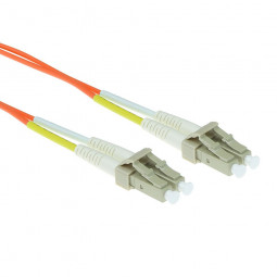 ACT LSZH Multimode 50/125 OM2 fiber cable duplex with LC connectors 25m Orange