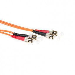 ACT LSZH Multimode 50/125 OM2 fiber cable duplex with ST connectors 50m Orange