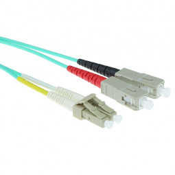 ACT LSZH Multimode 50/125 OM3 fiber cable duplex with LC and SC connectors 25m Blue