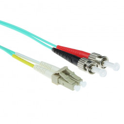 ACT LSZH Multimode 50/125 OM3 fiber cable duplex with LC and ST connectors 2m Blue