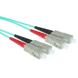 ACT LSZH Multimode 50/125 OM3 fiber cable duplex with SC connectors 50m Blue