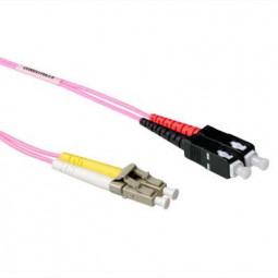 ACT LSZH Multimode 50/125 OM4 fiber cable duplex with LC and  SC connectors 5m Pink