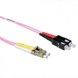 ACT LSZH Multimode 50/125 OM4 fiber cable duplex with LC and  SC connectors 7m Pink