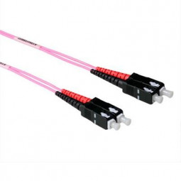 ACT LSZH Multimode 50/125 OM4 fiber cable duplex with SC connectors 20m Pink