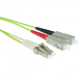 ACT LSZH Multimode 50/125 OM5 fiber cable duplex with LC and  SC connectors 3m Green