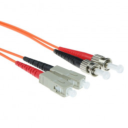 ACT LSZH Multimode 62.5/125 OM1 fiber cable duplex with ST and SC connectors 50m Orange