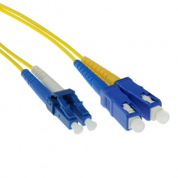 ACT LSZH Singlemode 9/125 OS2 fiber cable duplex with LC and SC connectors 15m Yellow