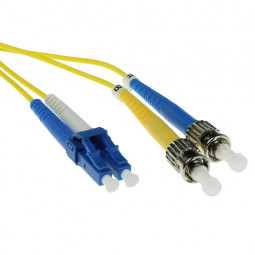 ACT LSZH Singlemode 9/125 OS2 fiber cable duplex with LC and ST connectors 10m Yellow