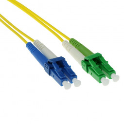 ACT LSZH Singlemode 9/125 OS2 fiber cable duplex with LC/APC and LC/UPC connectors 10m Yellow