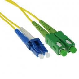 ACT LSZH Singlemode 9/125 OS2 fiber cable duplex with SC/APC and LC/UPC connectors 2m Yellow