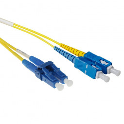 ACT LSZH Singlemode 9/125 OS2 fiber short boot cable duplex with LC and SC connectors 50m Yellow