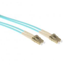 ACT Multimode 50/125 OM3 duplex armored fiber cable with LC connectors 20m Blue