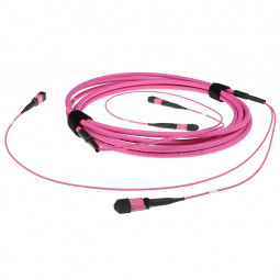 ACT Multimode 50/125 OM4(OM3) polarity A fiber trunk cable with 2 MTP/MPO female connectors each side 15m Pink
