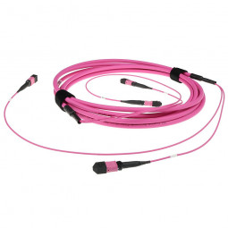 ACT Multimode 50/125 OM4(OM3) polarity A fiber trunk cable with 2 MTP/MPO female connectors each side 25m Pink