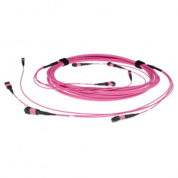 ACT Multimode 50/125 OM4(OM3) polarity B fiber trunk cable with 2 MTP/MPO female connectors each side 15m Pink