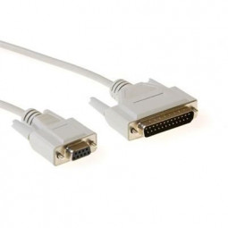 ACT Serial printer cable 9 pin D-sub female to 25 pin D-sub male 1,8m Ivory