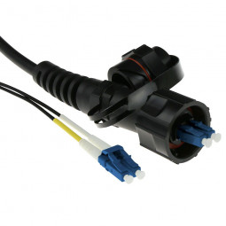 ACT Singlemode 9/125 OS2 duplex fiber cable with LC and IP67 LC connectors 10m Black