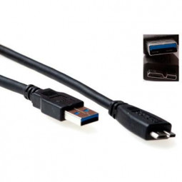 ACT USB 3.0 A male to USB micro B male 1m Black