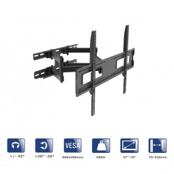 Akyga AK-MB-10 TV Wall Mount Full Motion Bracket +/-45° 50kg VESA 600x400mm 37