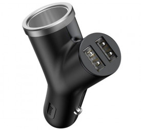 Baseus BSC-C16N Car Charger with Two USB Ports and Cigarette Lighter socket Black