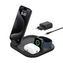 Belkin Boost Charge 3in1 Qi2 15W Charging Stand Black