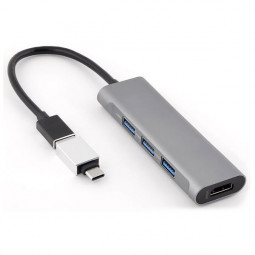 Bluestork HUB-MINI USB-A to 3xUSB2.0 + 1xUSB-C 1xHDMI USB3.0 Grey