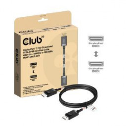 Club3D DisplayPort 2.1 Bi-Directional VESA DP80 Certified Cable 4K240Hz 8K60Hz or 10K60Hz M/M 1.6m Black