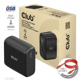 Club3D Travel Charger 100 Watt GAN technology, USB-IF TID certified, Single port USB Type-C, Power Delivery(PD) 3.0 Support