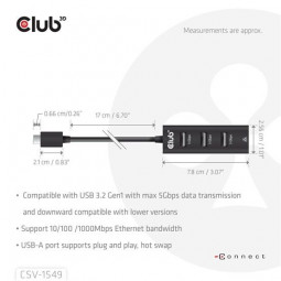 Club3D USB Gen2 Type-C PD Charging Hub to 2x Type-C 10G ports and 2x USB Type-A 10G ports