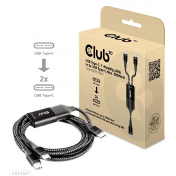 Club3D USB Type-C, Y charging cable to 2x USB Type-C max. 100W 1,83m Black