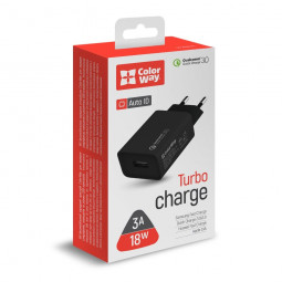 ColorWay USB töltő adapter 1USB Quick Charge 3.0 (18W) Black