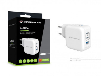 Conceptronic  3-Port 67W USB Charger White