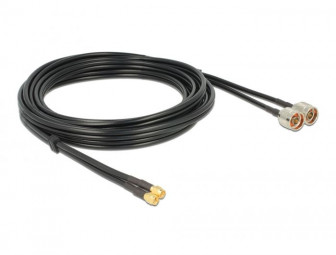 DeLock Antenna Cable N plug > SMA plug Twin Cable RG-58 C/U 5m