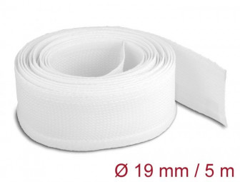 DeLock Braided Sleeving with Hook-and-Loop Fastener 5x19mm White