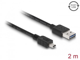 DeLock Cable EASY-USB 2.0 Type-A male > USB 2.0 Type Mini-B male 2m Black