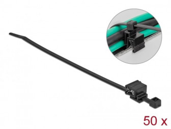 DeLock Cable tie with edge clip L200 x W4.8mm black 50 pieces