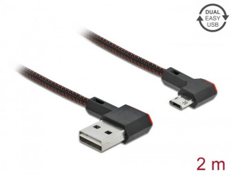 DeLock EASY-USB 2.0 Cable Type-A male to EASY-USB Type Micro-B male angled left/right 2m Black