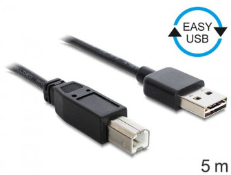 DeLock EASY-USB 2.0 Type-A male > USB 2.0 Type-B male 5m Black Cable