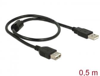 DeLock Extension cable USB 2.0 Type-A male > USB 2.0 Type-A female 0,5m Black