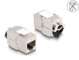 DeLock Keystone Module RJ45 jack to LSA Cat.6A STP with locking clip and cable tie-free