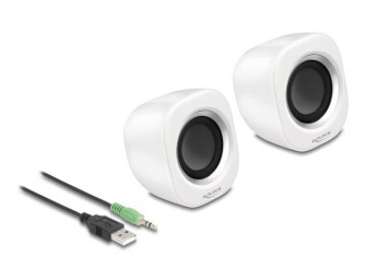 DeLock Mini Stereo PC Speaker with 3.5 mm stereo jack male and USB powered White