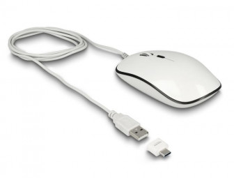 DeLock Optical 4-button USB Type-A + USB Type-C Desktop Mouse White