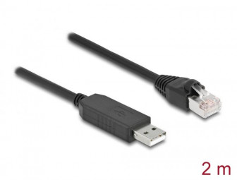 DeLock Serial Connection Cable with FTDI chipset USB 2.0 Type-A male to RS-232 RJ45 male 2m Black