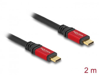 DeLock USB 2.0 Cable USB Type-C male to male PD 3.1 240W E-Marker 2m Red Metal