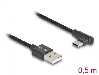 DeLock USB 2.0 Type-A male to USB Type-C cable 0,5m Black