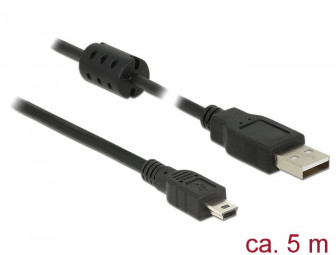 DeLock USB 2.0 Type-A male > USB 2.0 Mini-B male 5m Black Cable