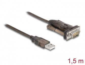 DeLock USB-A 2.0 to RS-232 D-Sub 9 cable male/male 1,5 m Black